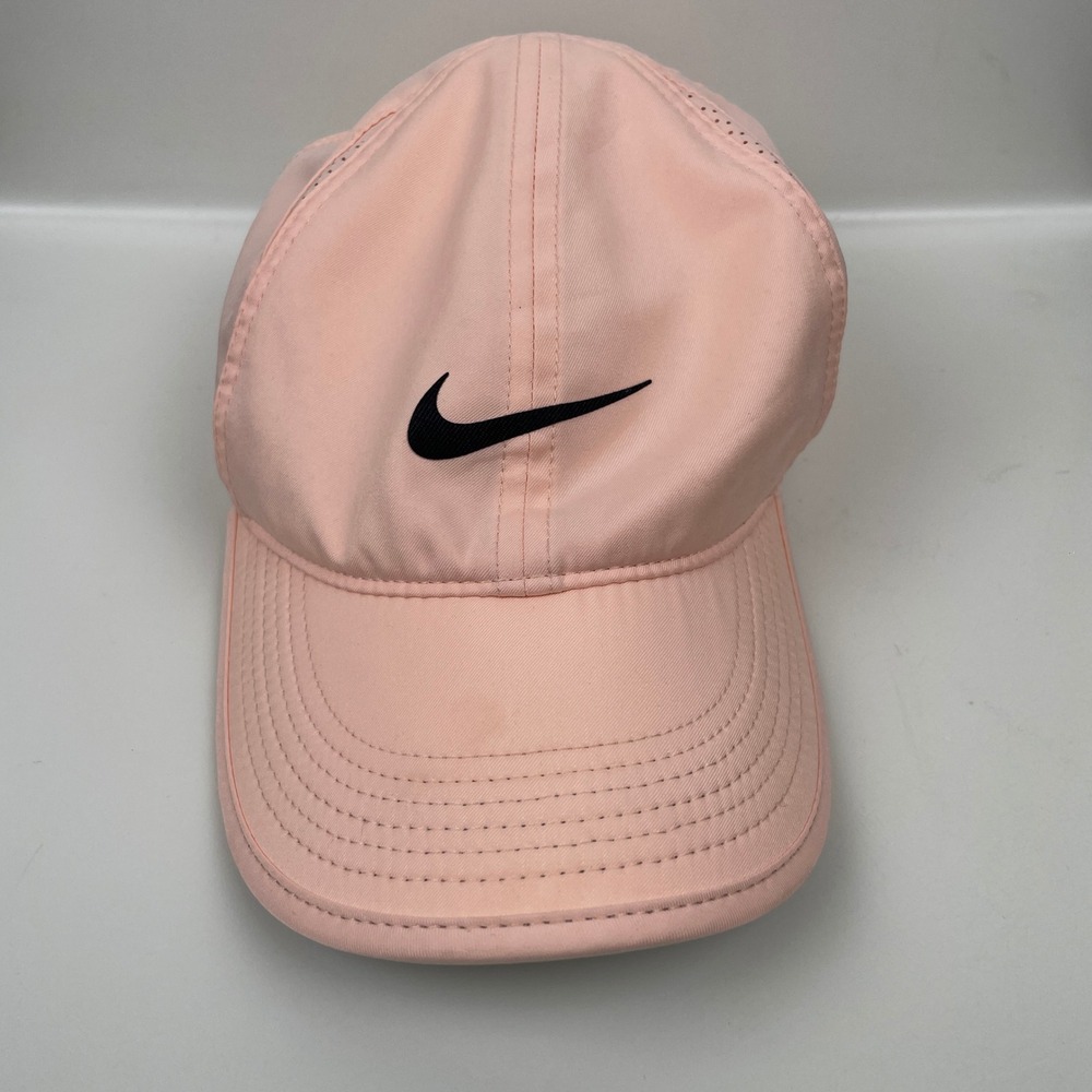 Nike Featherlight Dri-FIT Adjustable Running Hat Peach Pink Gym Tennis Barbie OS